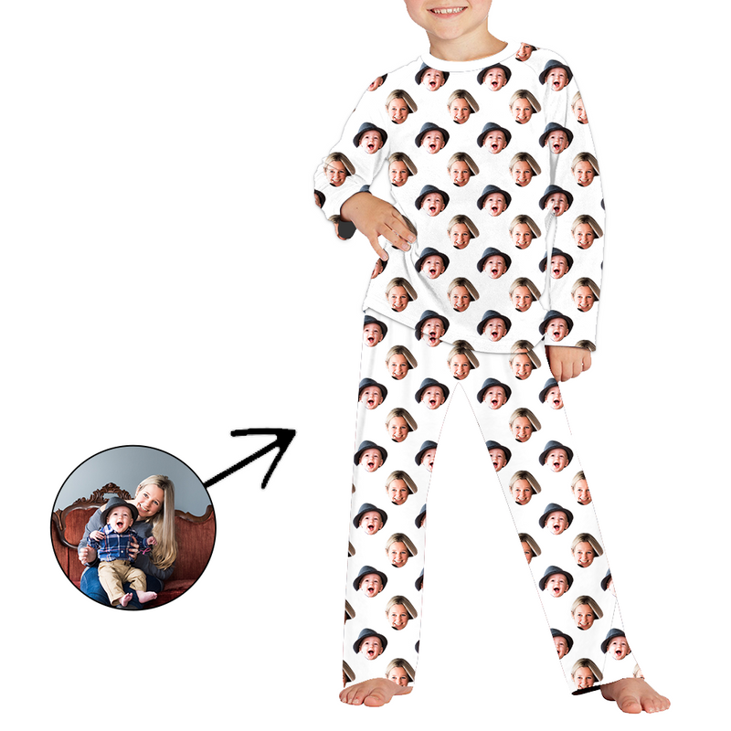 Benutzerdefinierte Foto Pyjama für Kinder Lustige Mash Gesicht Langarm
