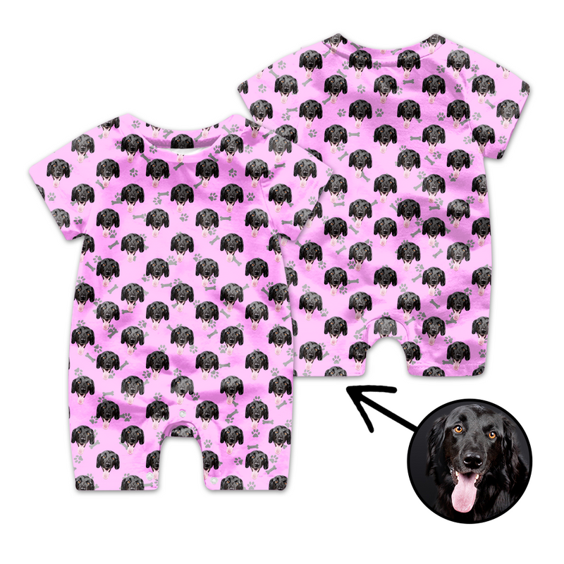 Kundenspezifischer Gesichts-Baby-Bodysuit-Herz-Hundeabdruck