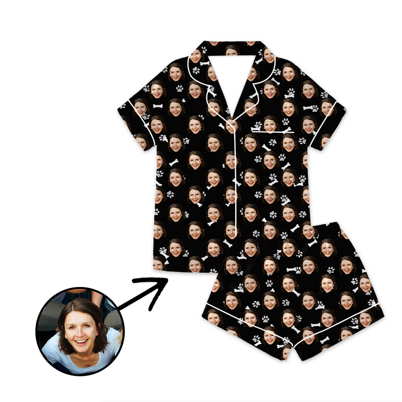 Kundenspezifischer Foto Satin Pyjama Happy You And Me Ganzes Foto