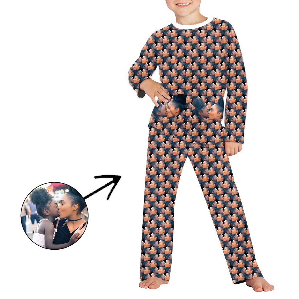 Benutzerdefinierte Foto Pyjama für Kinder Lustige Mash Gesicht Langarm