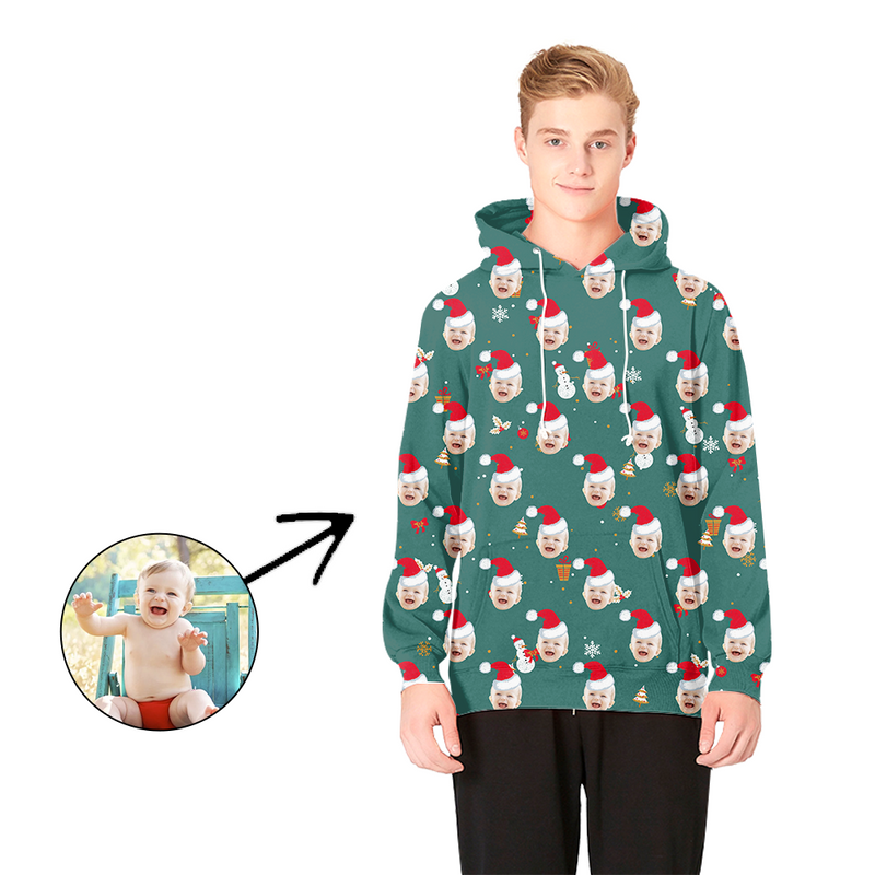 Kundenspezifische Foto Hoodies Weihnachtshut und Schneemann