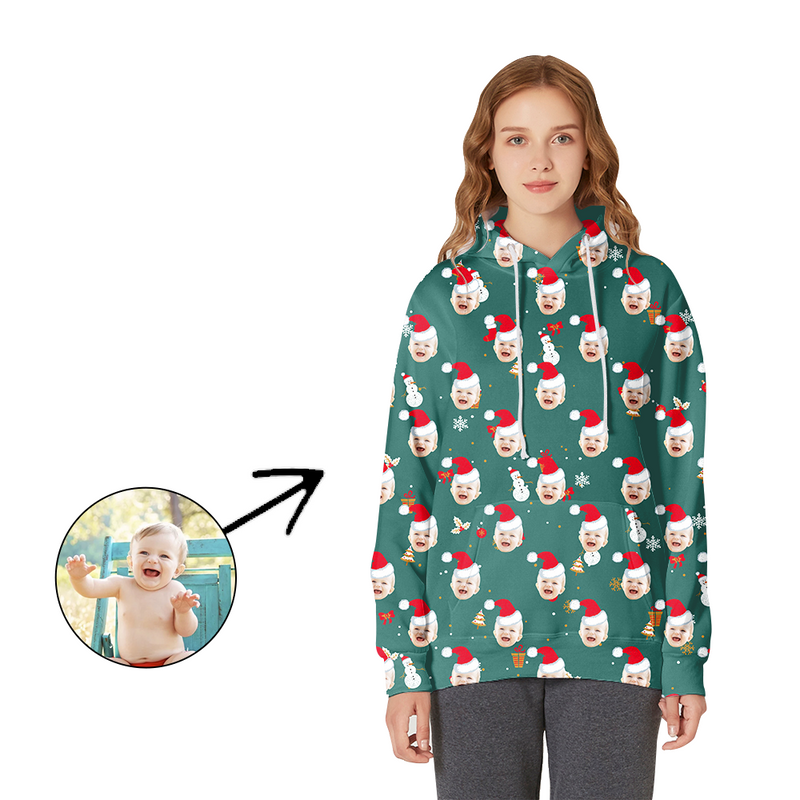 Kundenspezifische Foto Hoodies Weihnachtshut und Schneemann