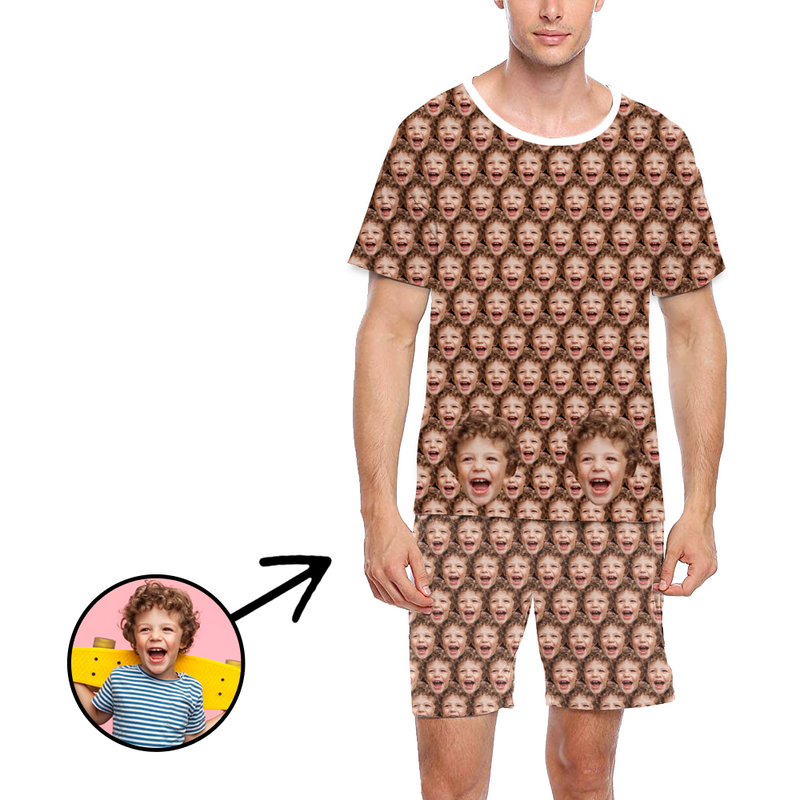 Benutzerdefinierte Foto-Pyjamas für Männer Hunde-Fußabdruck