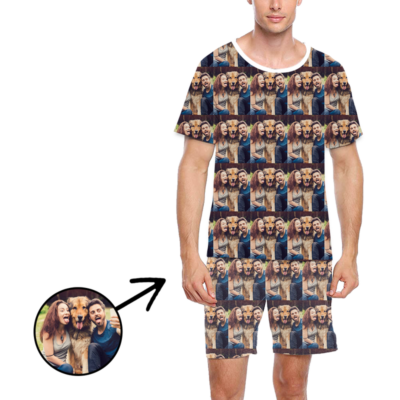 Benutzerdefinierte Foto-Pyjamas für Männer Hunde-Fußabdruck