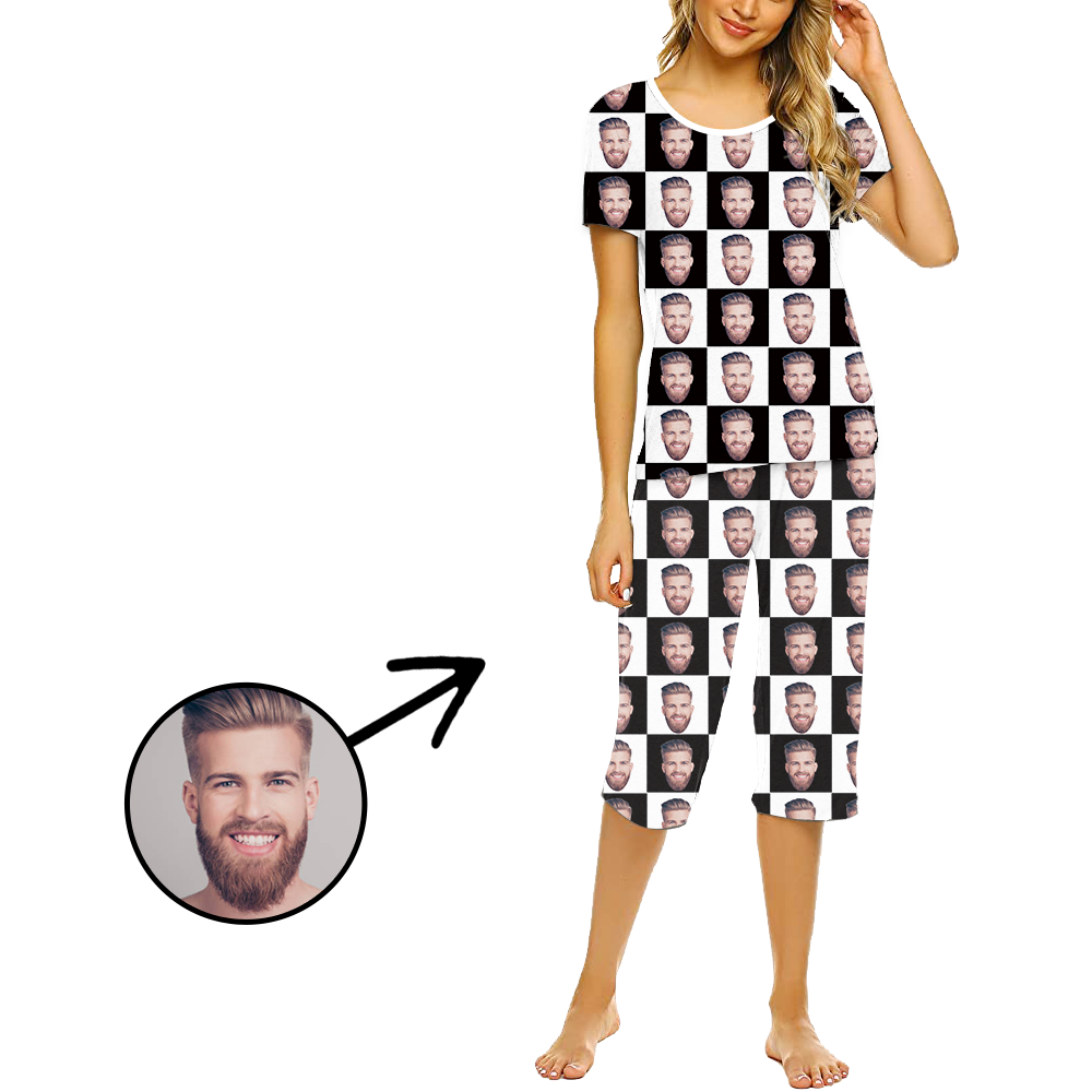 Benutzerdefinierte Foto Pyjamas für Frauen schwarz und weiß