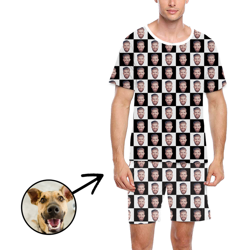 Benutzerdefinierte Foto-Pyjamas für Männer Hunde-Fußabdruck