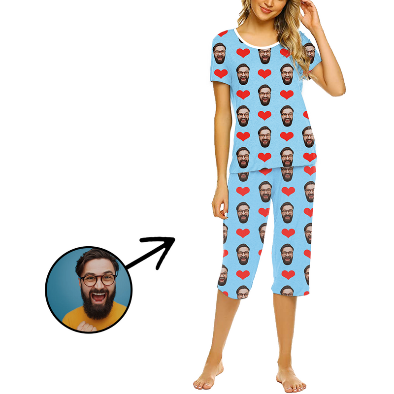 Benutzerdefinierte Foto Pyjamas für Frauen Herz Ich liebe meine Frau