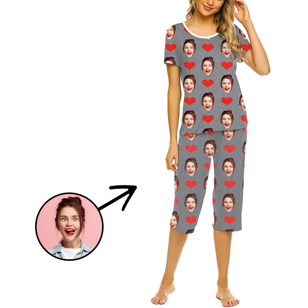 Benutzerdefinierte Foto Pyjamas für Frauen Herz Ich liebe meine Frau