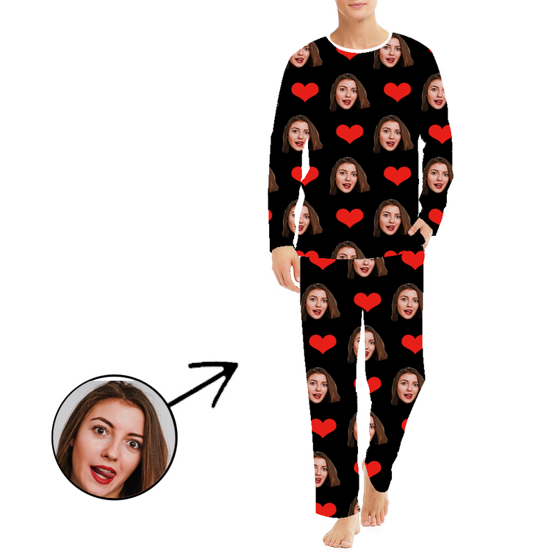 Gewohnheit Herren Foto Pyjama Ich liebe meinen Freund Langarm