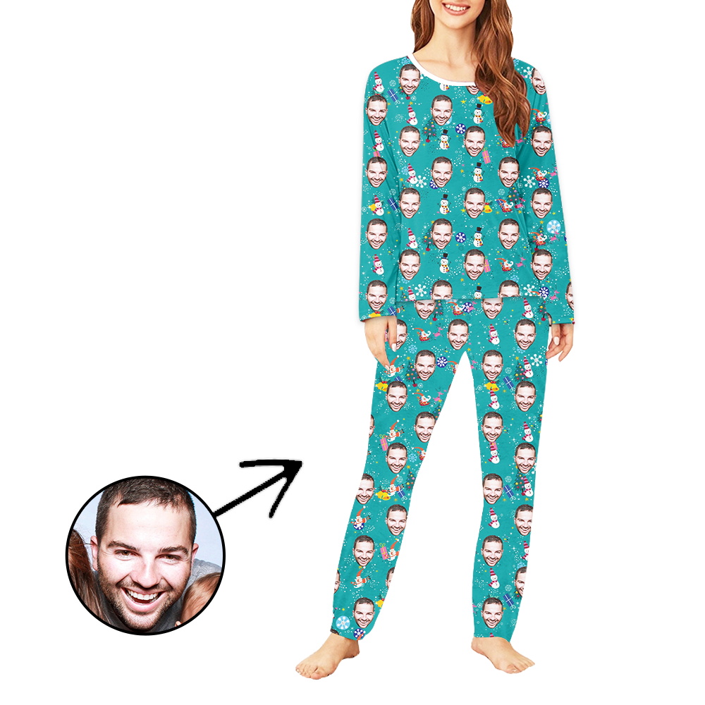 Personalisiert Foto-Pyjama für Damen Happy Holiday Langarm