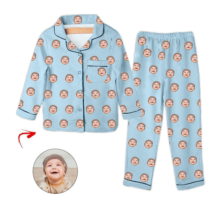 Benutzerdefiniertes Foto Kinder Pyjama Happy Mother's Day Grau