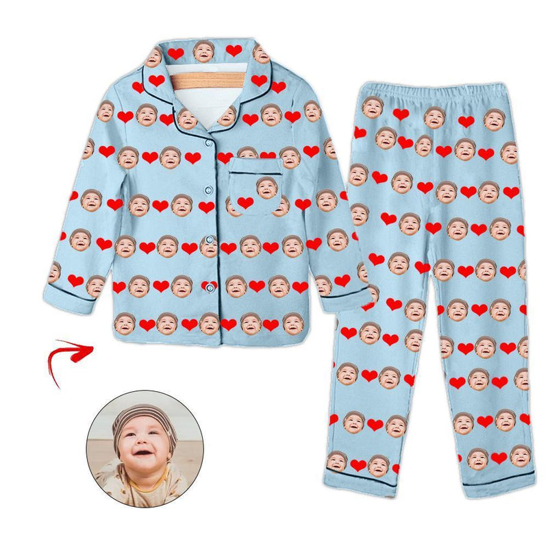 Benutzerdefiniertes Foto Kinder Pyjama Happy Mother's Day Grau