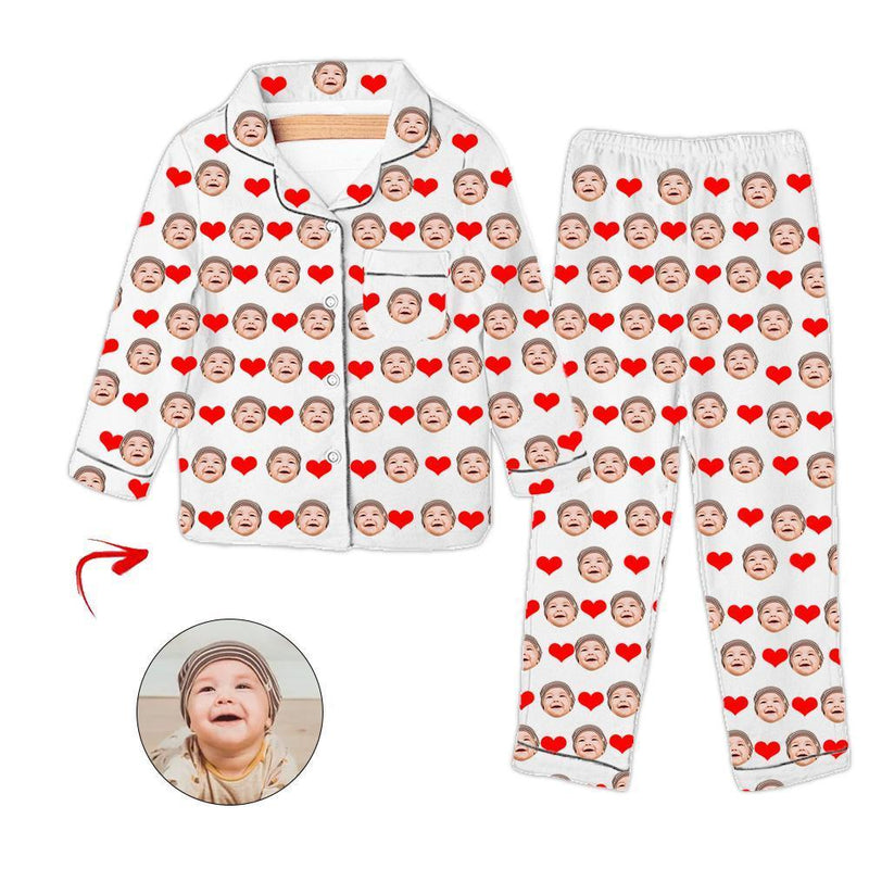 Benutzerdefiniertes Foto Kinderpyjama Herz Ich liebe mein Baby Blau