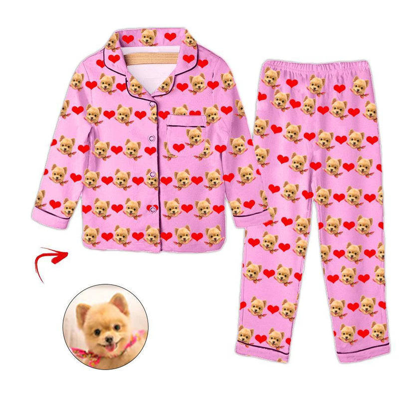 Benutzerdefiniertes Foto Kinderpyjama Herz Ich liebe mein Baby Blau