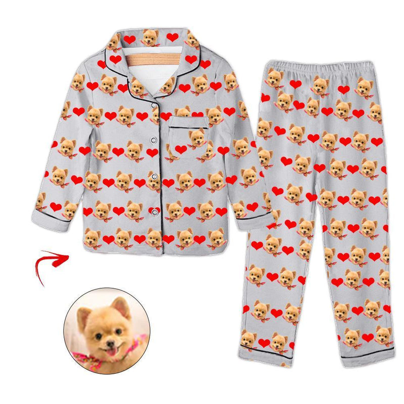 Benutzerdefiniertes Foto Kinderpyjama Herz Ich liebe mein Baby Blau