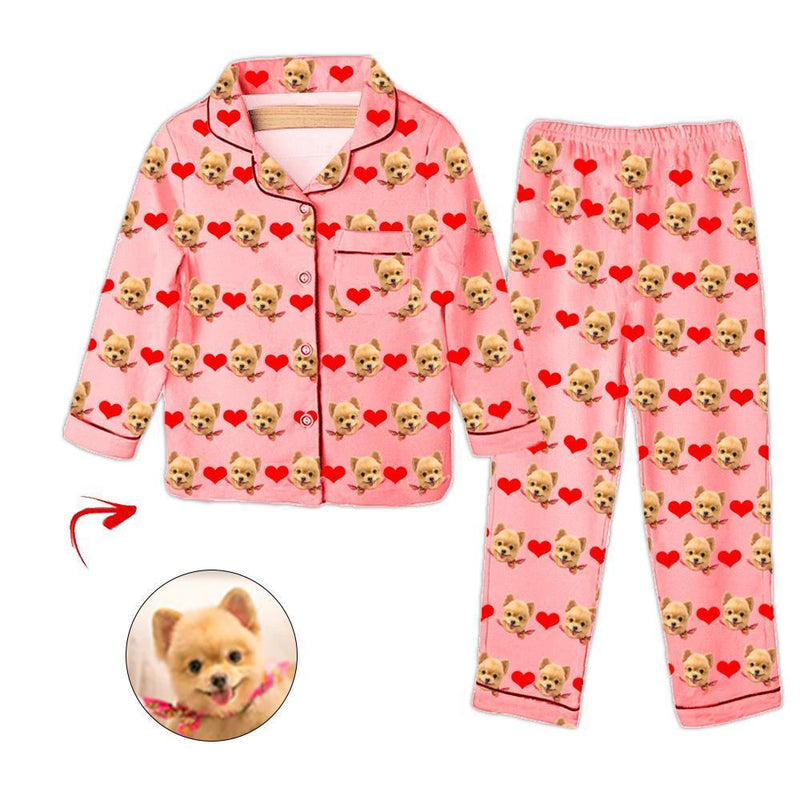 Benutzerdefiniertes Foto Kinderpyjama Herz Ich liebe mein Baby Blau