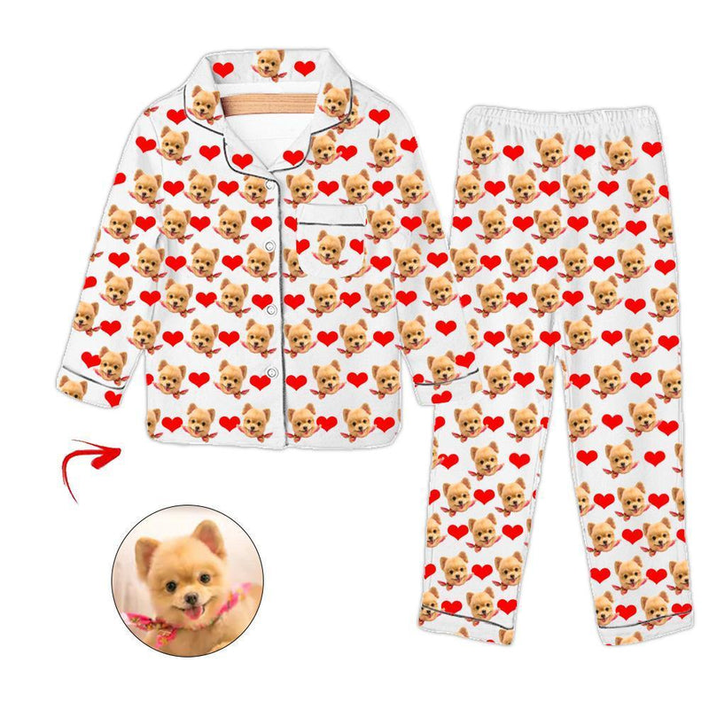 Benutzerdefiniertes Foto Kinderpyjama Herz Ich liebe mein Baby Blau
