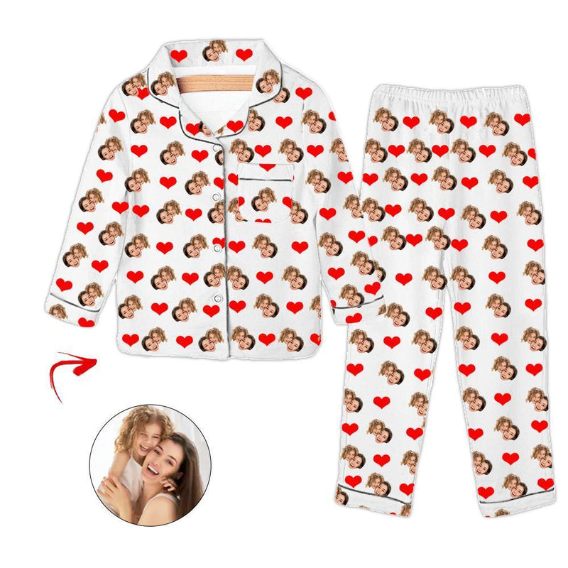 Benutzerdefiniertes Foto Kinder Pyjama Happy Mother's Day Grau