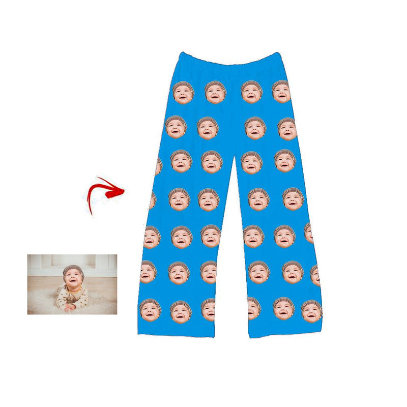 Kundenspezifisches Foto Pyjama Hosen Herz glücklich du und ich grau