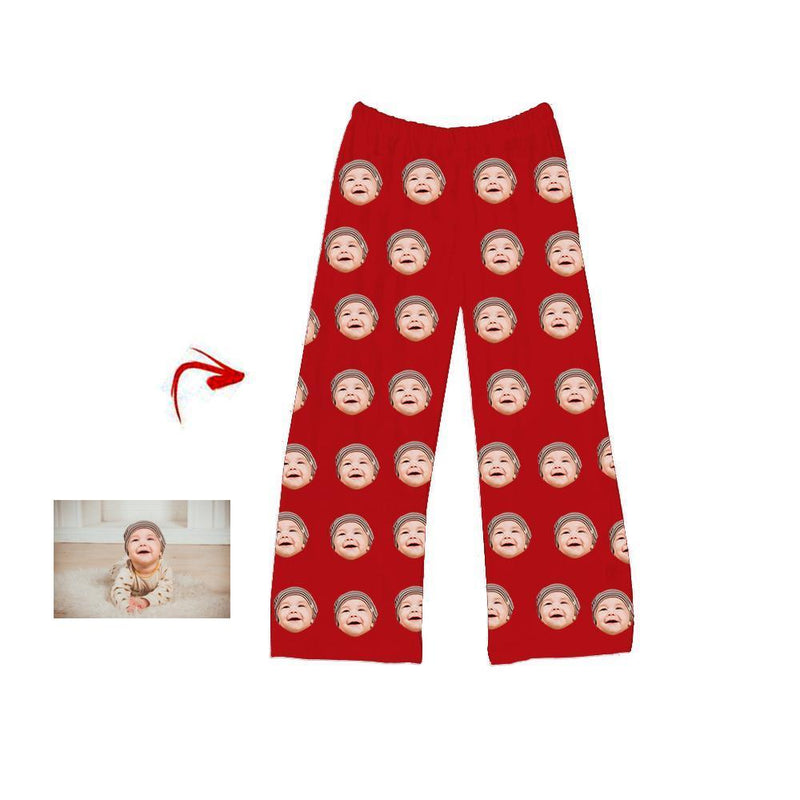 Kundenspezifisches Foto Pyjama Hosen Herz glücklich du und ich grau