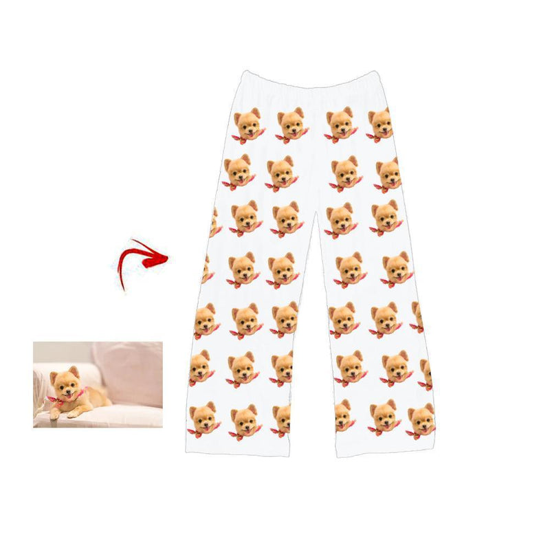 Kundenspezifisches Foto Pyjama Hosen Herz glücklich du und ich grau