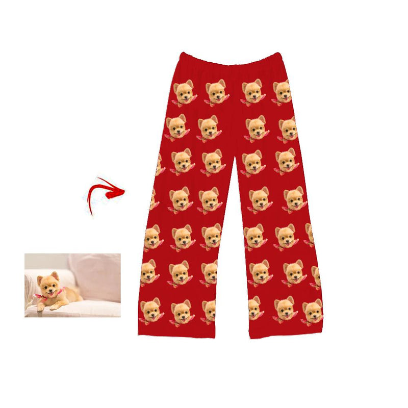Kundenspezifische Foto Pyjama Hosen Ich liebe mein Hundeweiß