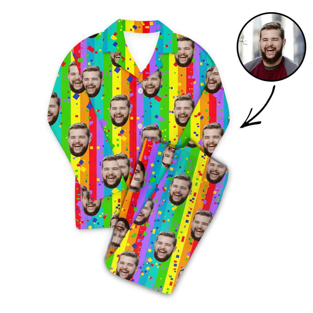 Benutzerdefiniertes Foto Pyjama Set Regenbogen-Vatertagsgeschenke