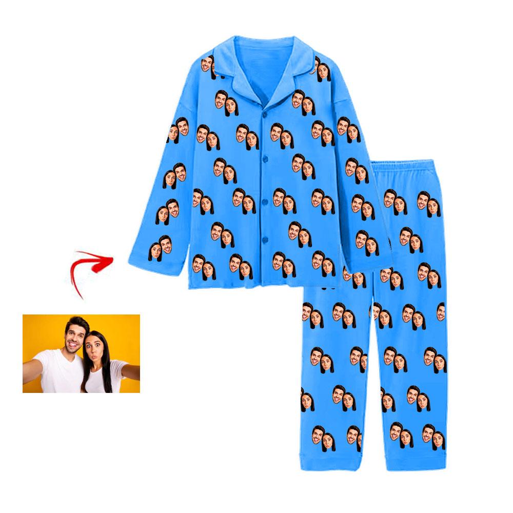 Kundenspezifischer Foto Pyjama Happy You And Me Blau