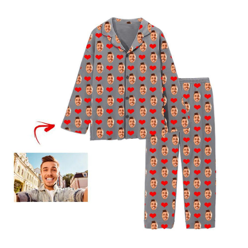 Kundenspezifische Foto Pyjama Herz I Liebe mein Ehemann Weiß