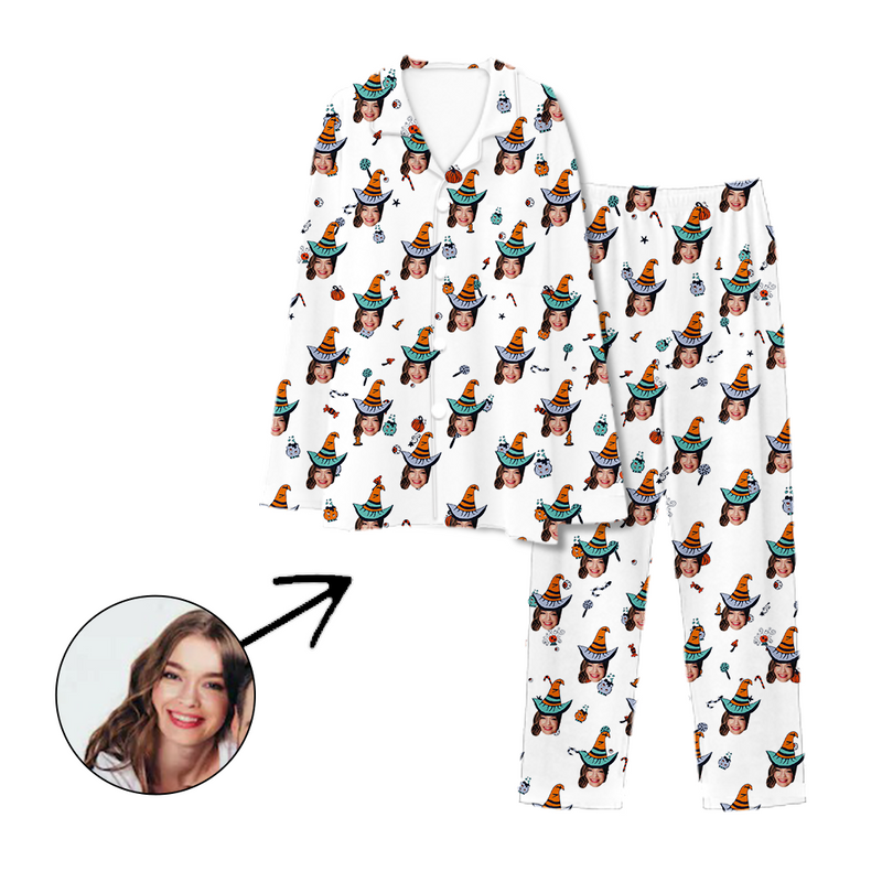 Kundenspezifische Foto Pyjamas glückliches Halloween hellpurpurn