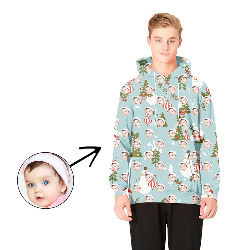 Kundenspezifische Foto Hoodies Weihnachtshut und Schneemann