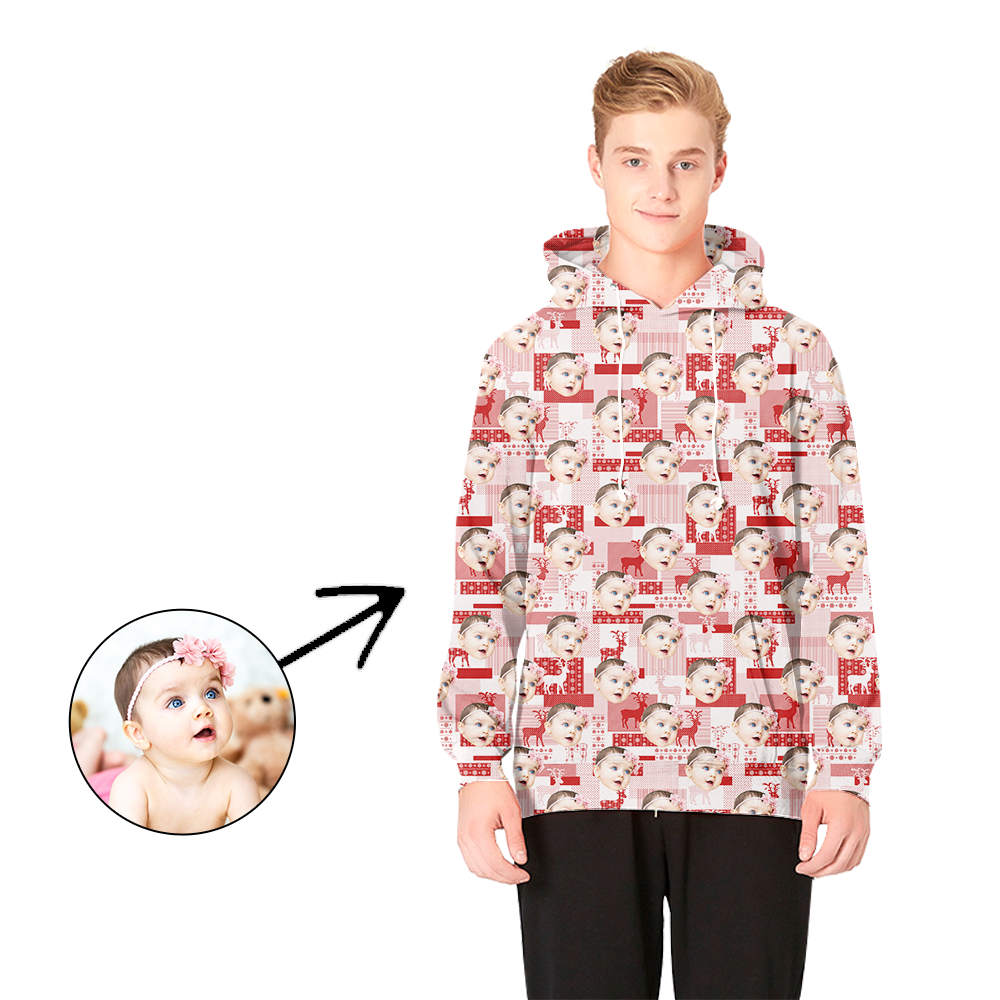 Kundenspezifische Foto-Kapuzenpullis Ren-Weihnachten
