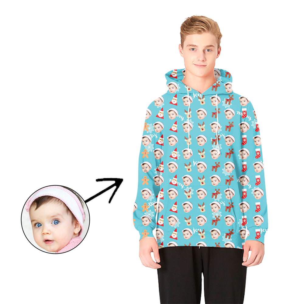 Benutzerdefinierte Foto Hoodies Weihnachtssocken und Lebkuchenmann