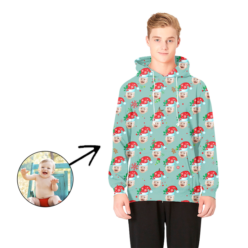Kundenspezifische Foto Hoodies Weihnachtsmütze und Lebkuchenmann