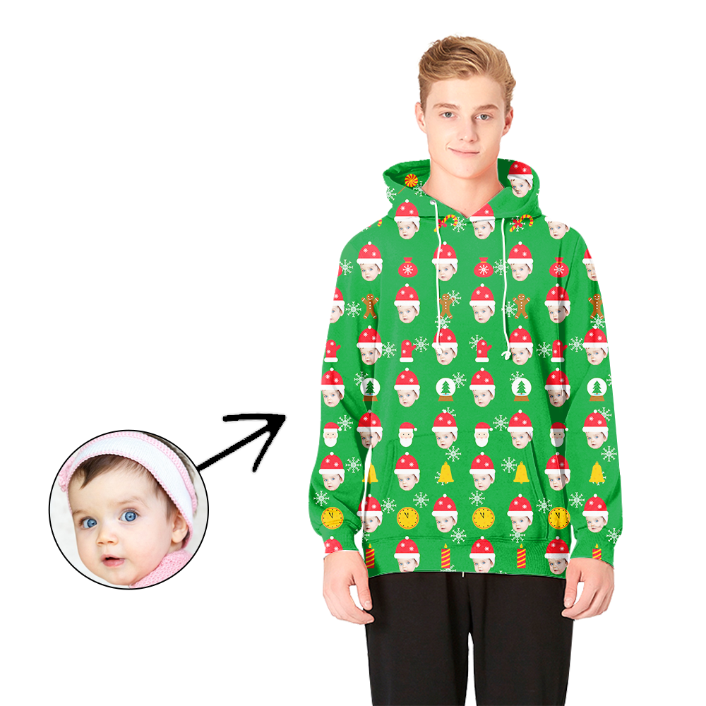 Kundenspezifische Foto Hoodies Weihnachtshut und Schneemann