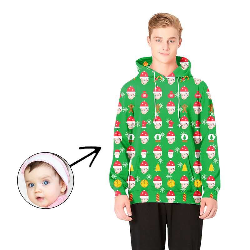 Kundenspezifische Foto Hoodies Weihnachtshut und Schneemann