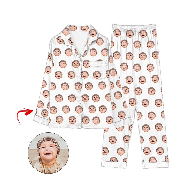 Kundenspezifischer Foto Satin Pyjama I Love My Baby Blue