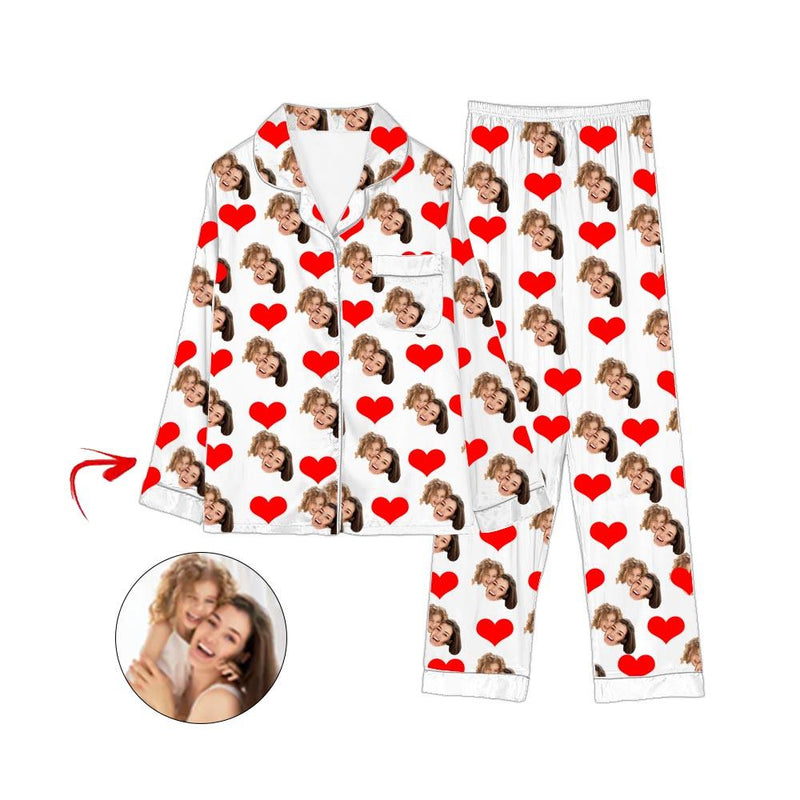 Kundenspezifisches Foto Satin Pyjama Herz glückliches Rosa der Mutter Tages