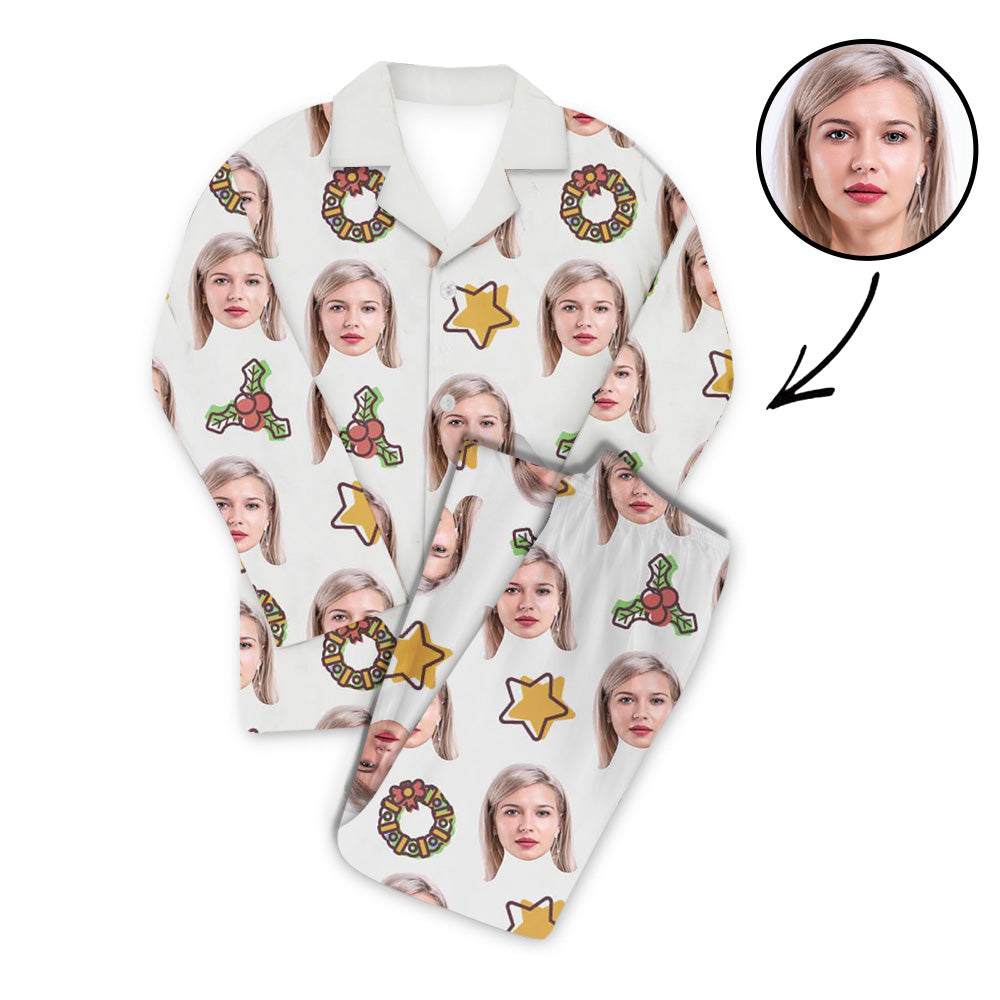 Benutzerdefiniertes Foto Pyjama Set Unisex gelbe Sterne und Süßigkeiten