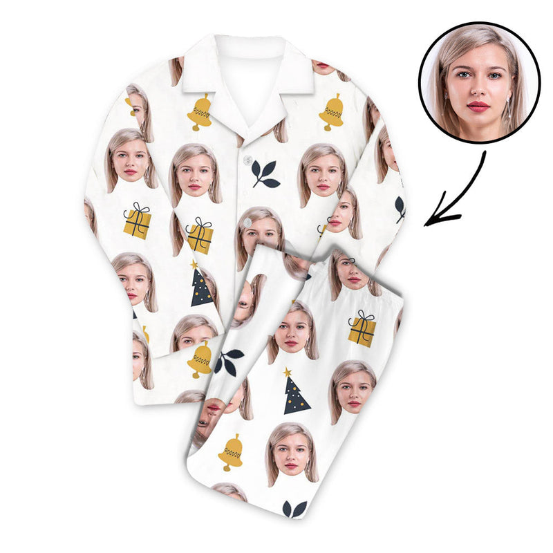 Benutzerdefiniertes Foto Pyjama Set Unisex-Weihnachtsglocke und Blumen
