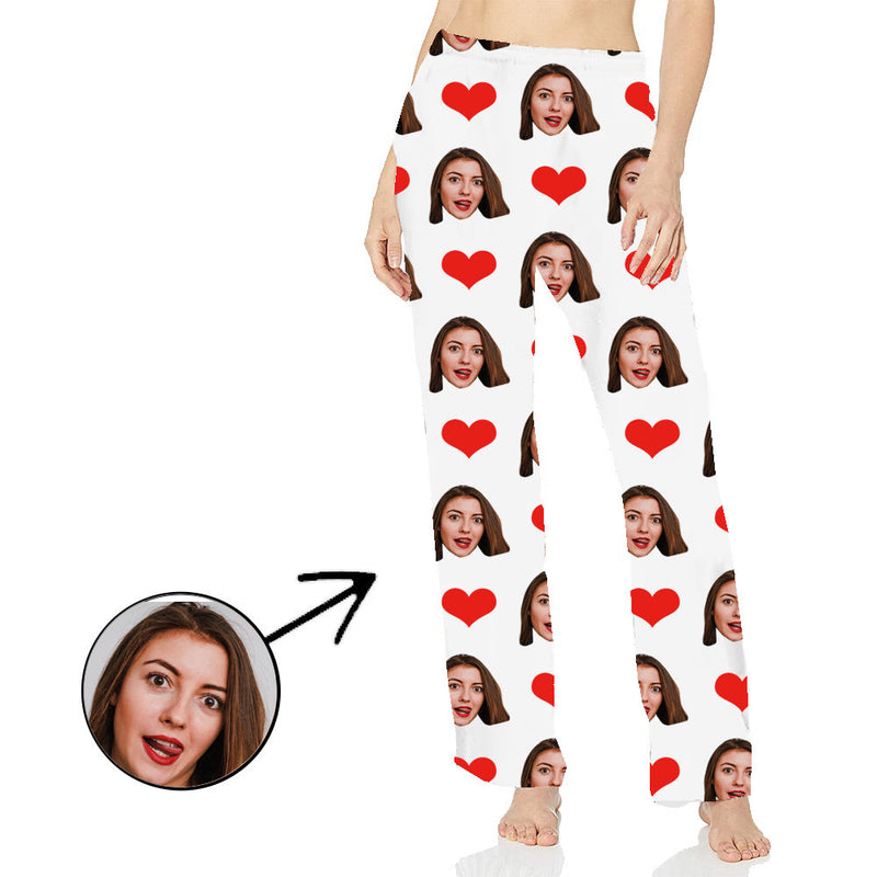 Personalisiert Foto Pyjamas Hose für Frauen Weihnachtsmann und Schneemann
