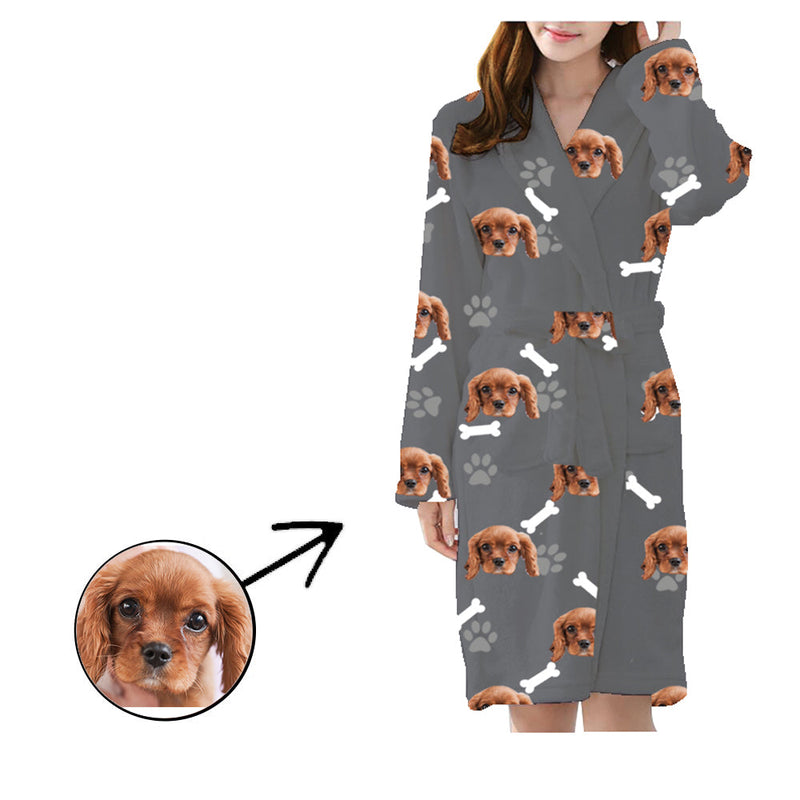 Benutzerdefinierte Pyjama Robe Unisex My Dog Footprint Satin Pyjama Robe Flanell Pyjama Robe